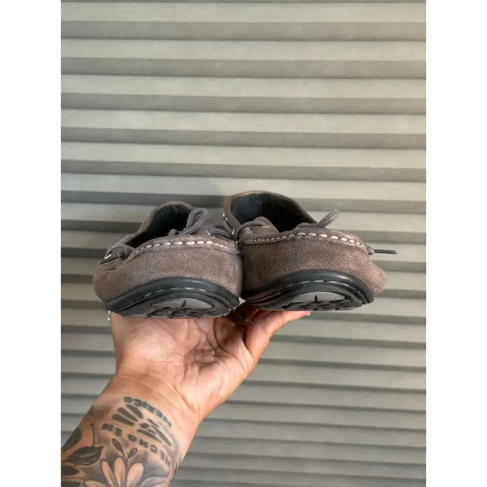 Cole Haan Suede Driving Moccasins Gray Faux Fur Lined Women’s 9.5B